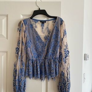 Topshop V-Neck Lace Top